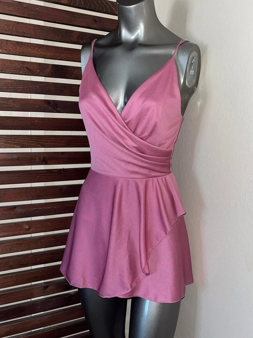 1970s Vintage Pink Wrap Style V-Neck Customized Disco Dress - Picture 2 of 8